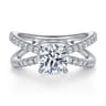 Elite - 14K White Gold Split Shank Round Diamond Engagement Ring - 0.55 ct