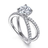 Elite - 14K White Gold Split Shank Round Diamond Engagement Ring - 0.55 ct