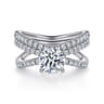 Elite - 14K White Gold Split Shank Round Diamond Engagement Ring - 0.55 ct