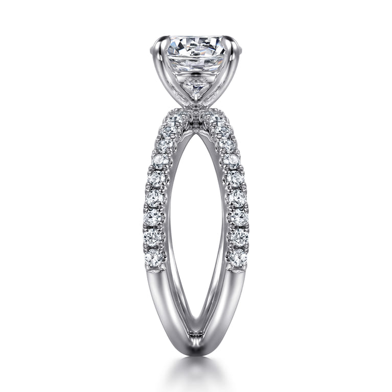 Elite - 14K White Gold Split Shank Round Diamond Engagement Ring - 0.55 ct - Shot 5