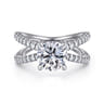 Elite - 14K White Gold Split Shank Round Diamond Engagement Ring - 0.55 ct