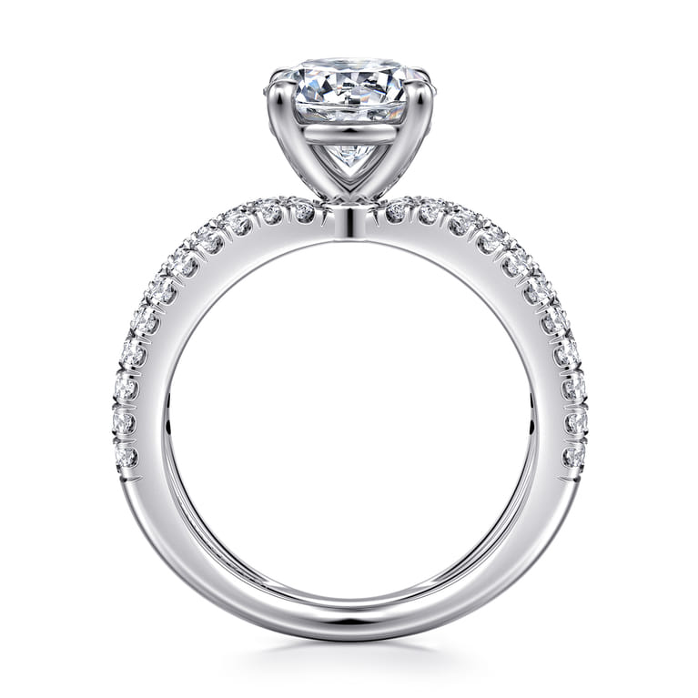 Elite - 14K White Gold Split Shank Round Diamond Engagement Ring - 0.55 ct - Shot 2
