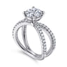 Elite - 14K White Gold Split Shank Round Diamond Engagement Ring - 0.55 ct