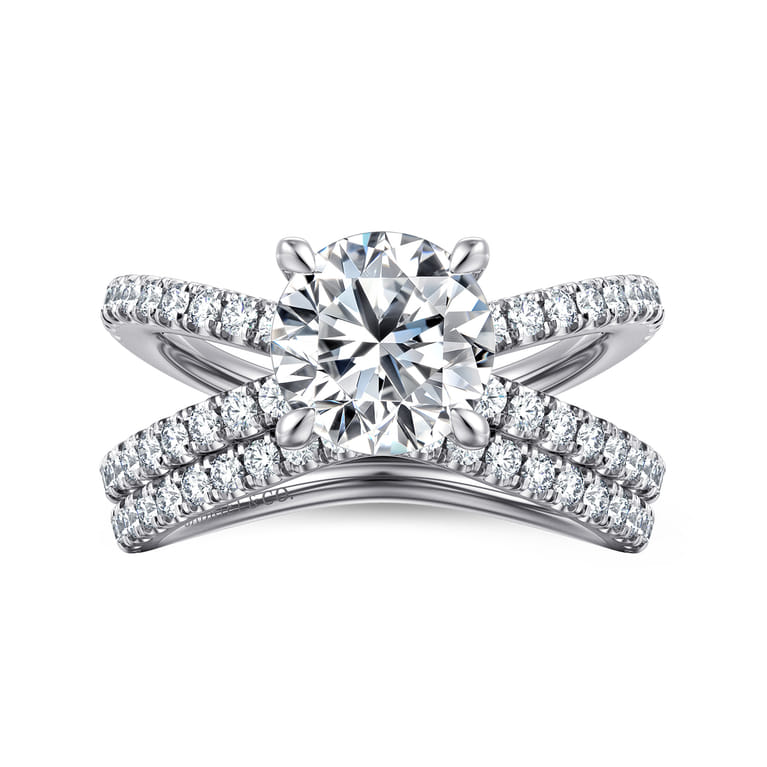 Elite - 14K White Gold Split Shank Round Diamond Engagement Ring - 0.55 ct - Shot 4