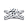 Elite - 14K White Gold Split Shank Round Diamond Engagement Ring - 0.55 ct