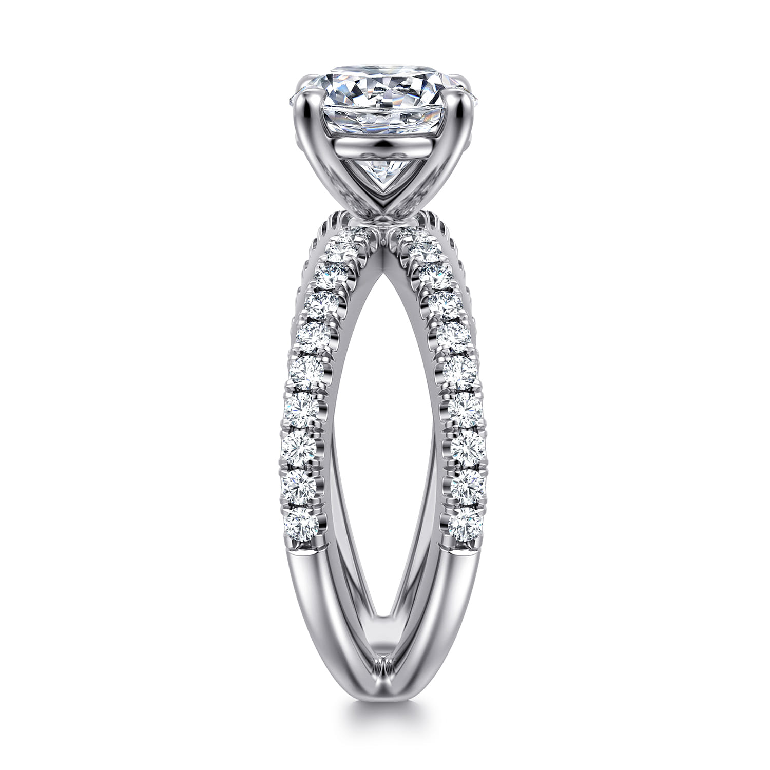 Elite - 14K White Gold Split Shank Round Diamond Engagement Ring - 0.55 ct - Shot 5