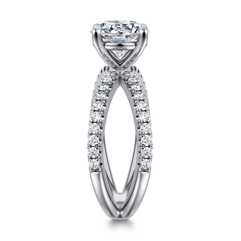 Elite - 14K White Gold Split Shank Round Diamond Engagement Ring - 0.55 ct - Shot 5