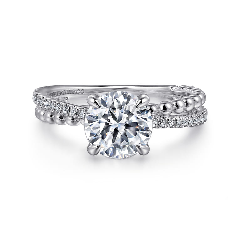 Corsika - 14K White Gold Split Shank Round Hidden Halo Diamond Engagement Ring - 0.3 ct - Shot 1