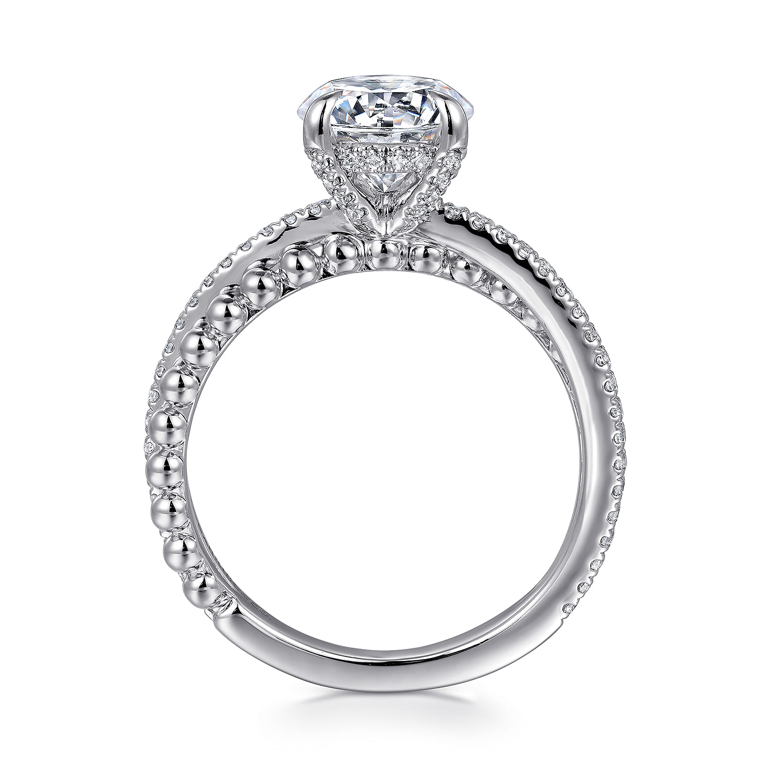 Corsika - 14K White Gold Split Shank Round Hidden Halo Diamond Engagement Ring - 0.3 ct - Shot 2