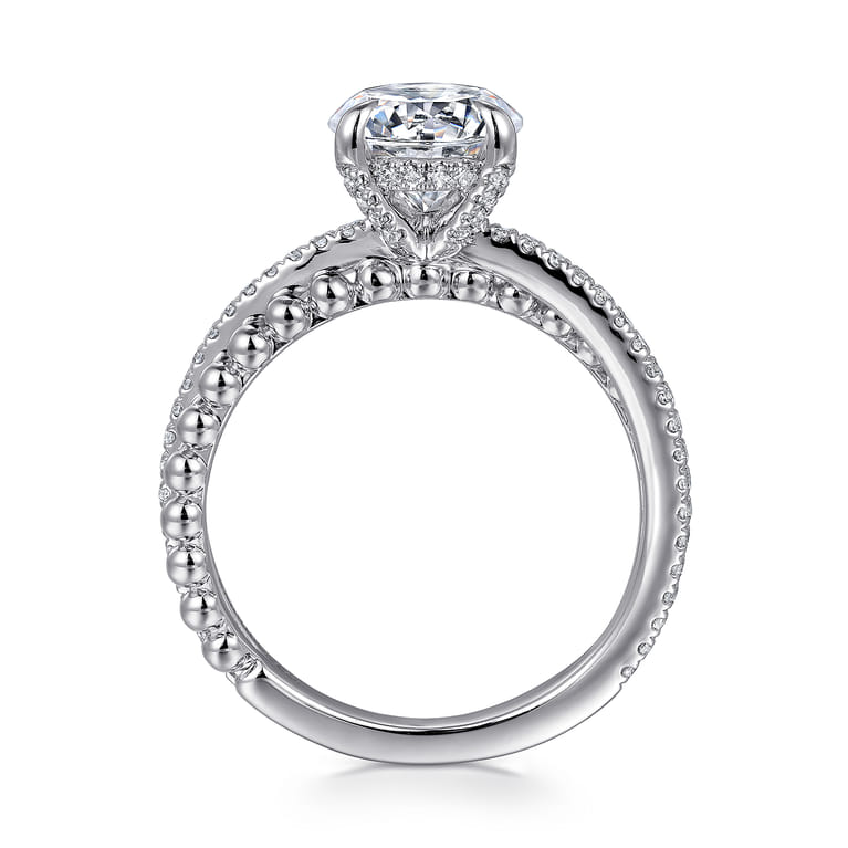 Corsika - 14K White Gold Split Shank Round Hidden Halo Diamond Engagement Ring - 0.3 ct - Shot 2