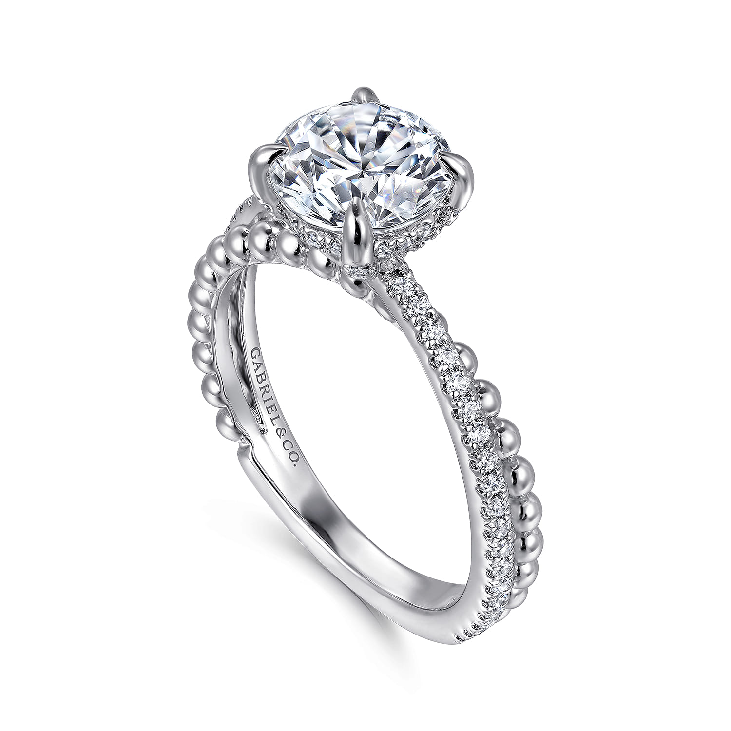 Corsika - 14K White Gold Split Shank Round Hidden Halo Diamond Engagement Ring - 0.3 ct - Shot 3