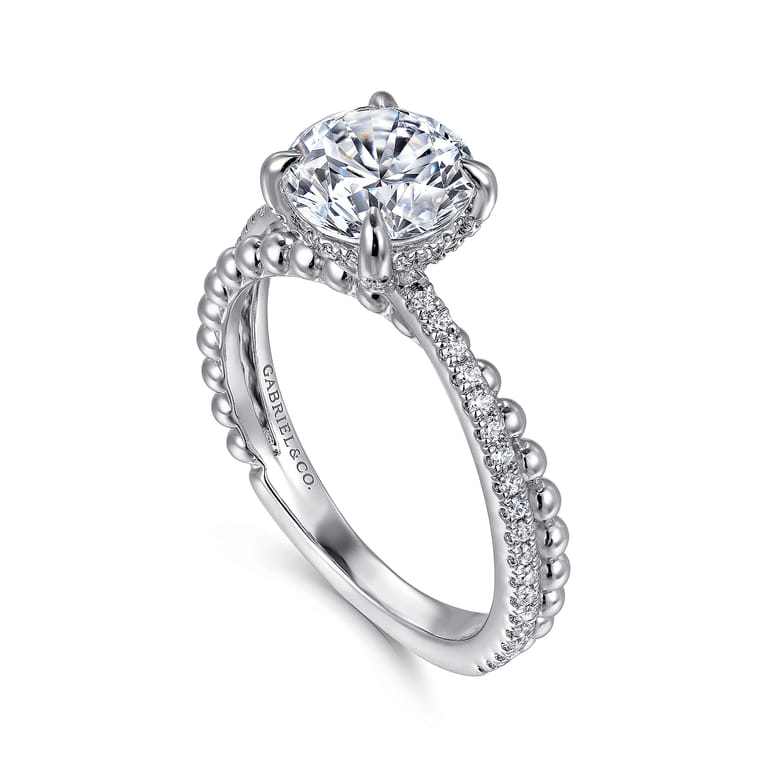 Corsika - 14K White Gold Split Shank Round Hidden Halo Diamond Engagement Ring - 0.3 ct - Shot 3