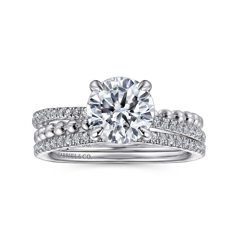 Corsika - 14K White Gold Split Shank Round Hidden Halo Diamond Engagement Ring - 0.3 ct - Shot 4