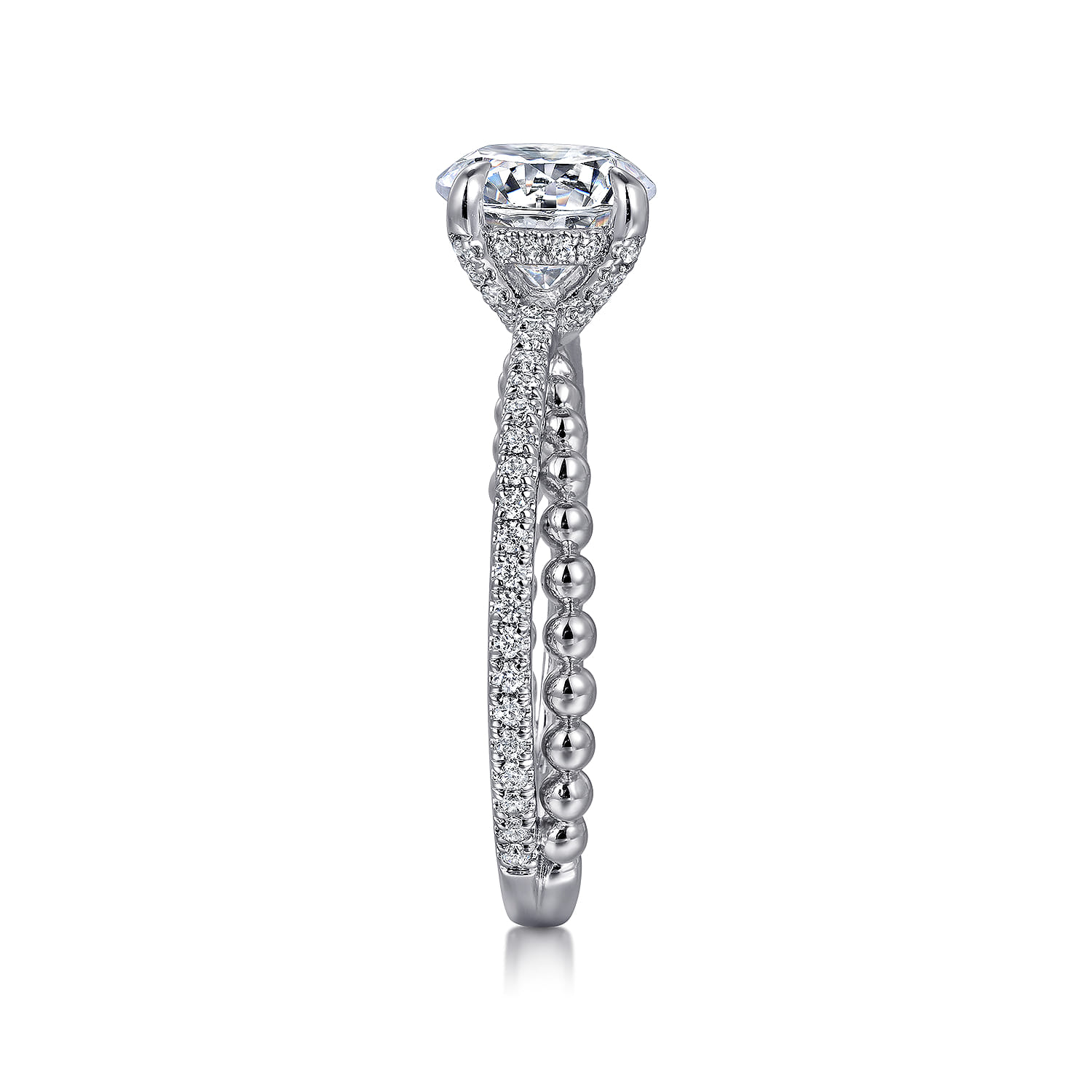 Corsika - 14K White Gold Split Shank Round Hidden Halo Diamond Engagement Ring - 0.3 ct - Shot 5