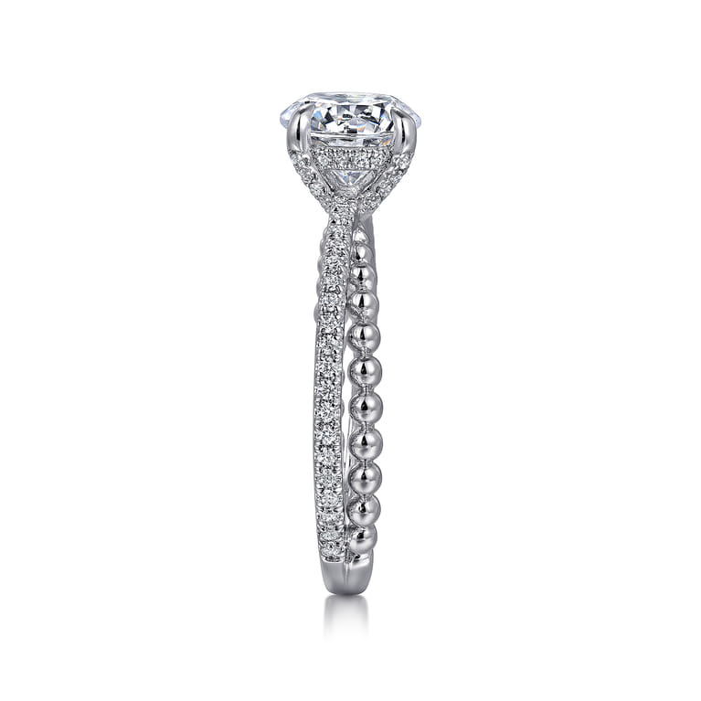 Corsika - 14K White Gold Split Shank Round Hidden Halo Diamond Engagement Ring - 0.3 ct - Shot 5