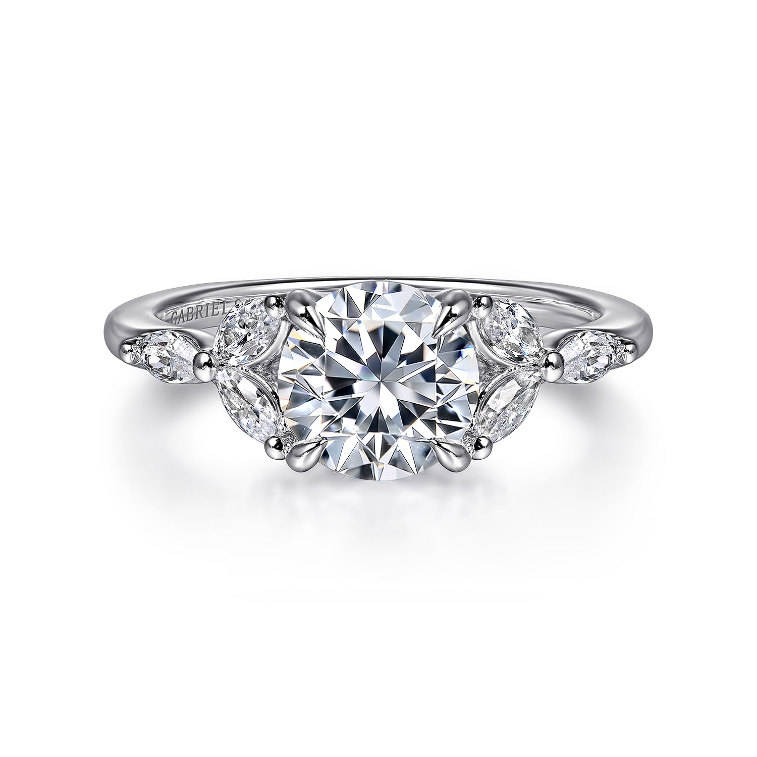 Adella - 14K White Gold Round Diamond Engagement Ring - 0.4 ct - Shot 1