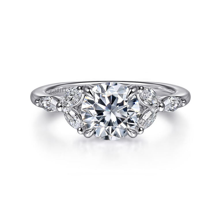 Adella - 14K White Gold Round Diamond Engagement Ring - 0.4 ct