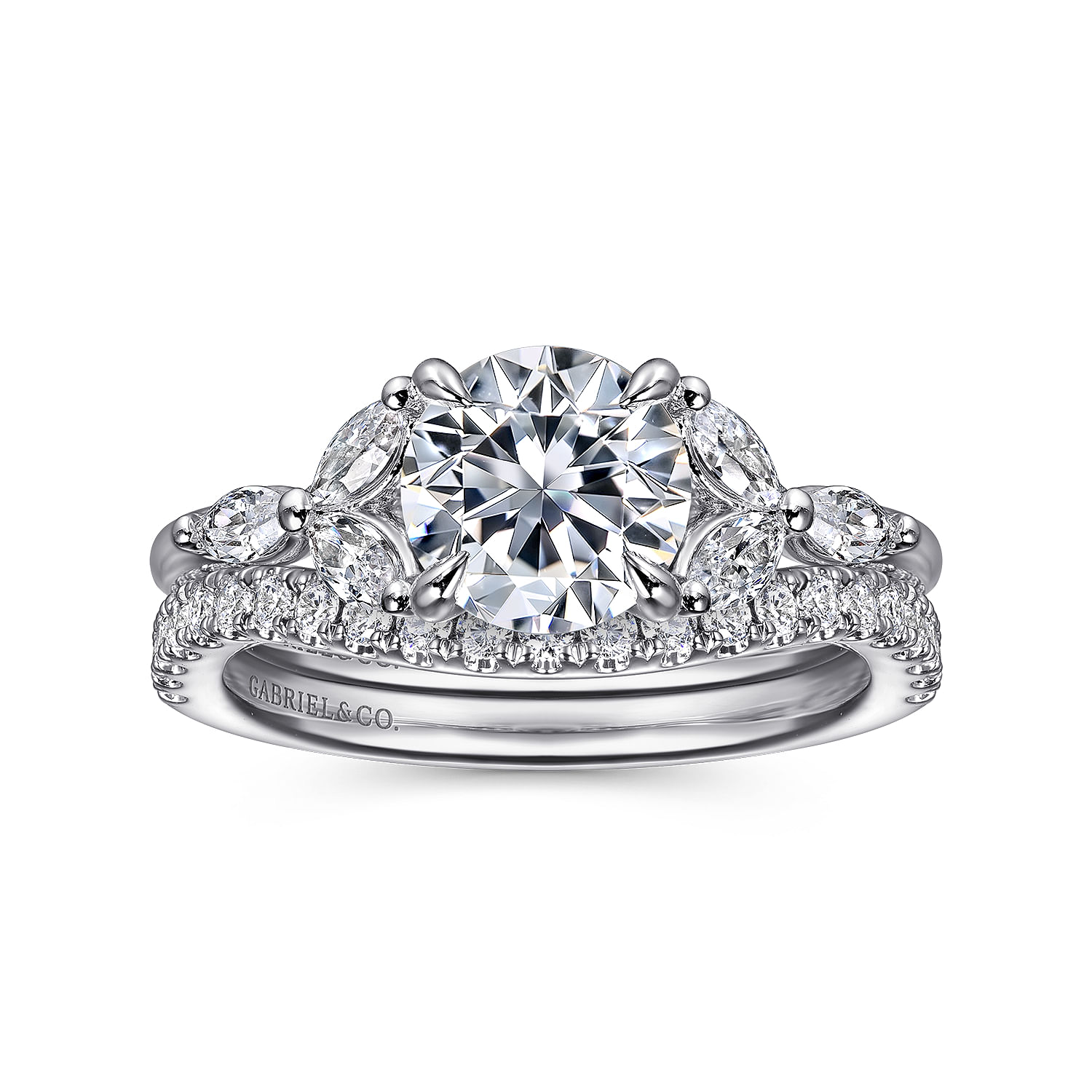 Adella - 14K White Gold Round Diamond Engagement Ring - 0.4 ct - Shot 4