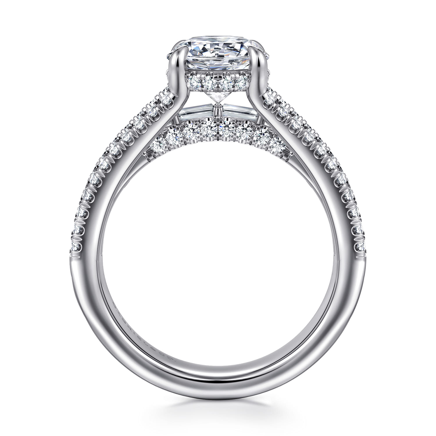 Brinne - 14K White Gold Three Row Round Diamond Engagement Ring - 0.75 ct - Shot 2