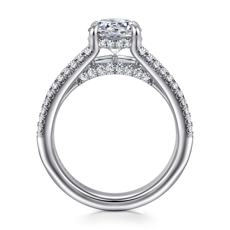 Brinne - 14K White Gold Three Row Round Diamond Engagement Ring - 0.75 ct - Shot 2