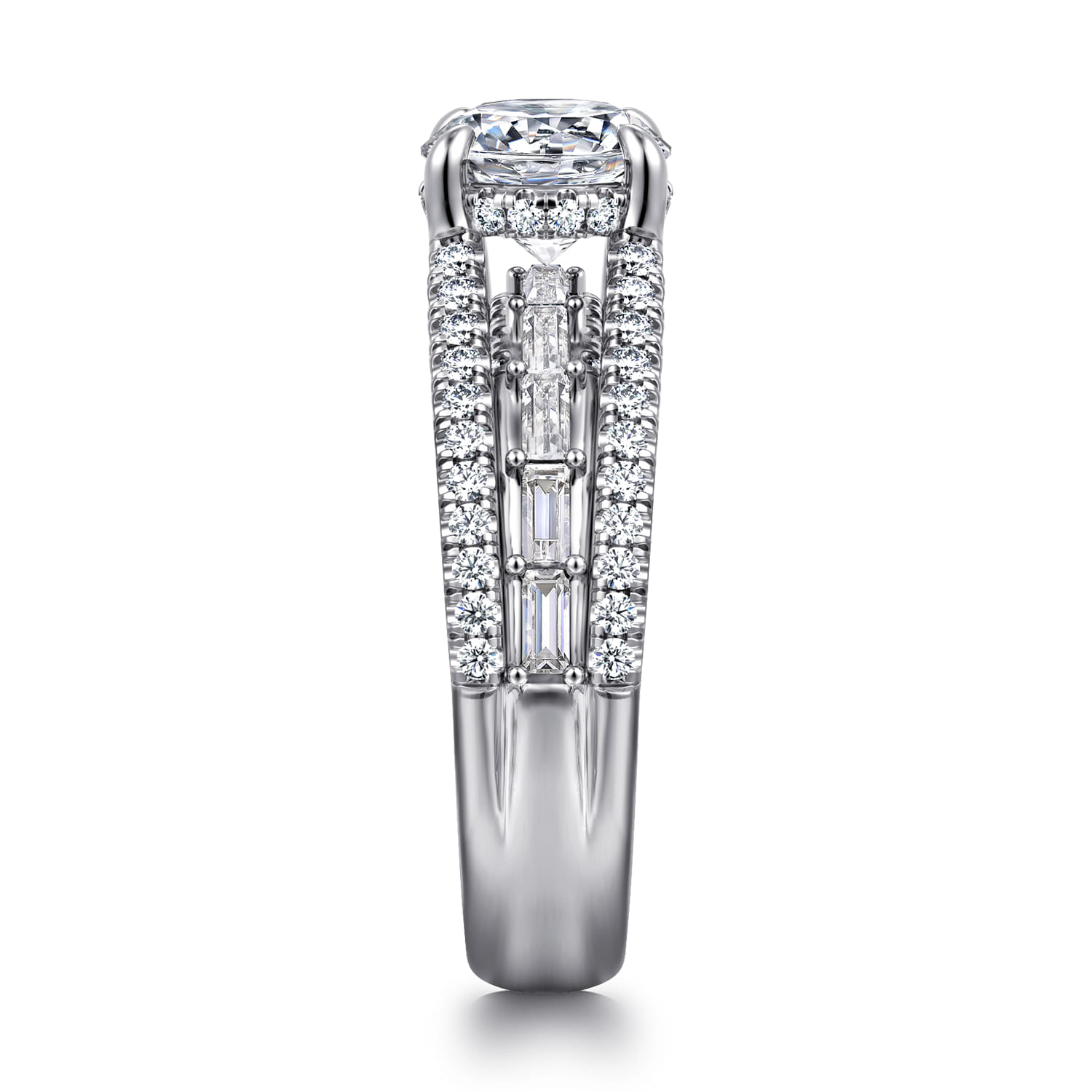 Brinne - 14K White Gold Three Row Round Diamond Engagement Ring - 0.75 ct - Shot 4