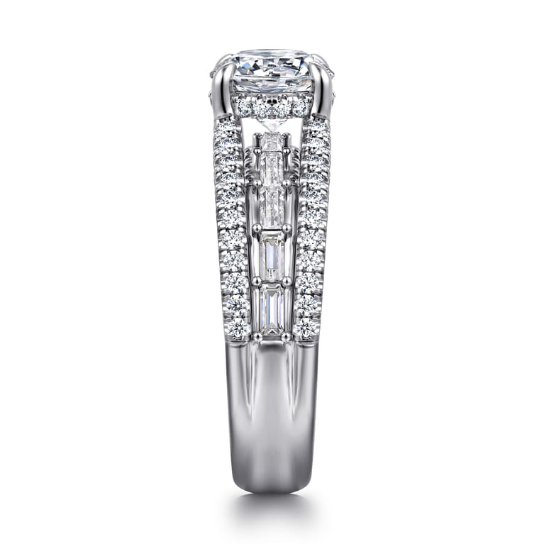 Brinne - 14K White Gold Three Row Round Diamond Engagement Ring - 0.75 ct - Shot 4