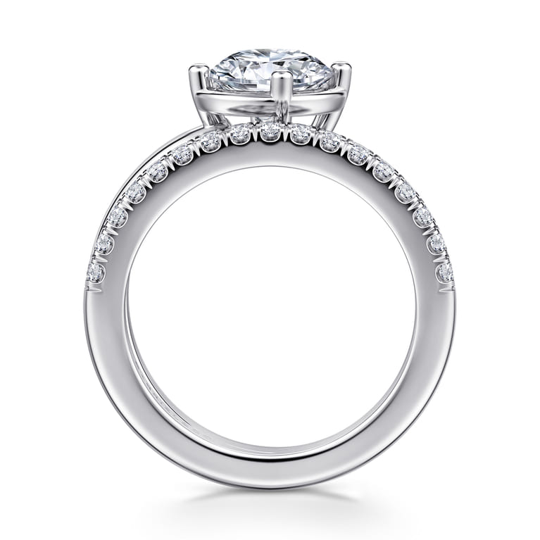 Margo - 14K White Gold Bezel Prong Round Wrap Engagement Ring - 0.3 ct - Shot 2
