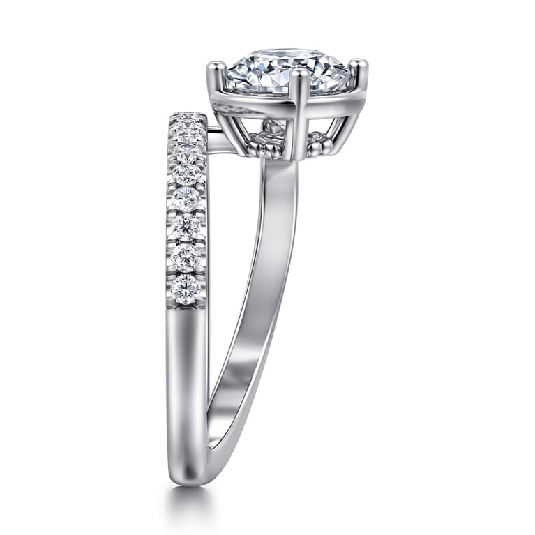 Margo - 14K White Gold Bezel Prong Round Wrap Engagement Ring - 0.3 ct - Shot 4
