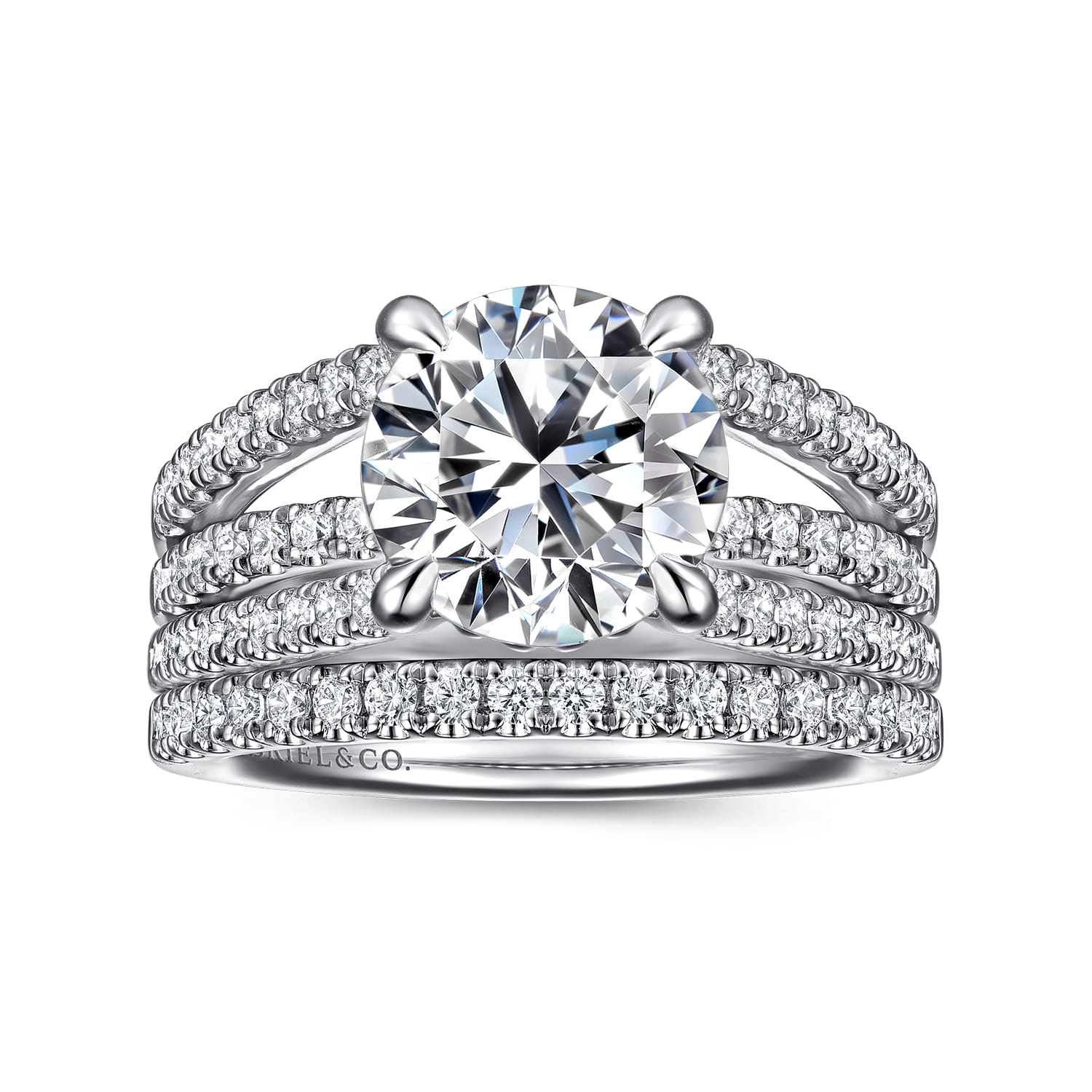 Rivah - 14K White Gold Split Shank Round Diamond Engagement Ring - 0.5 ct - Shot 4