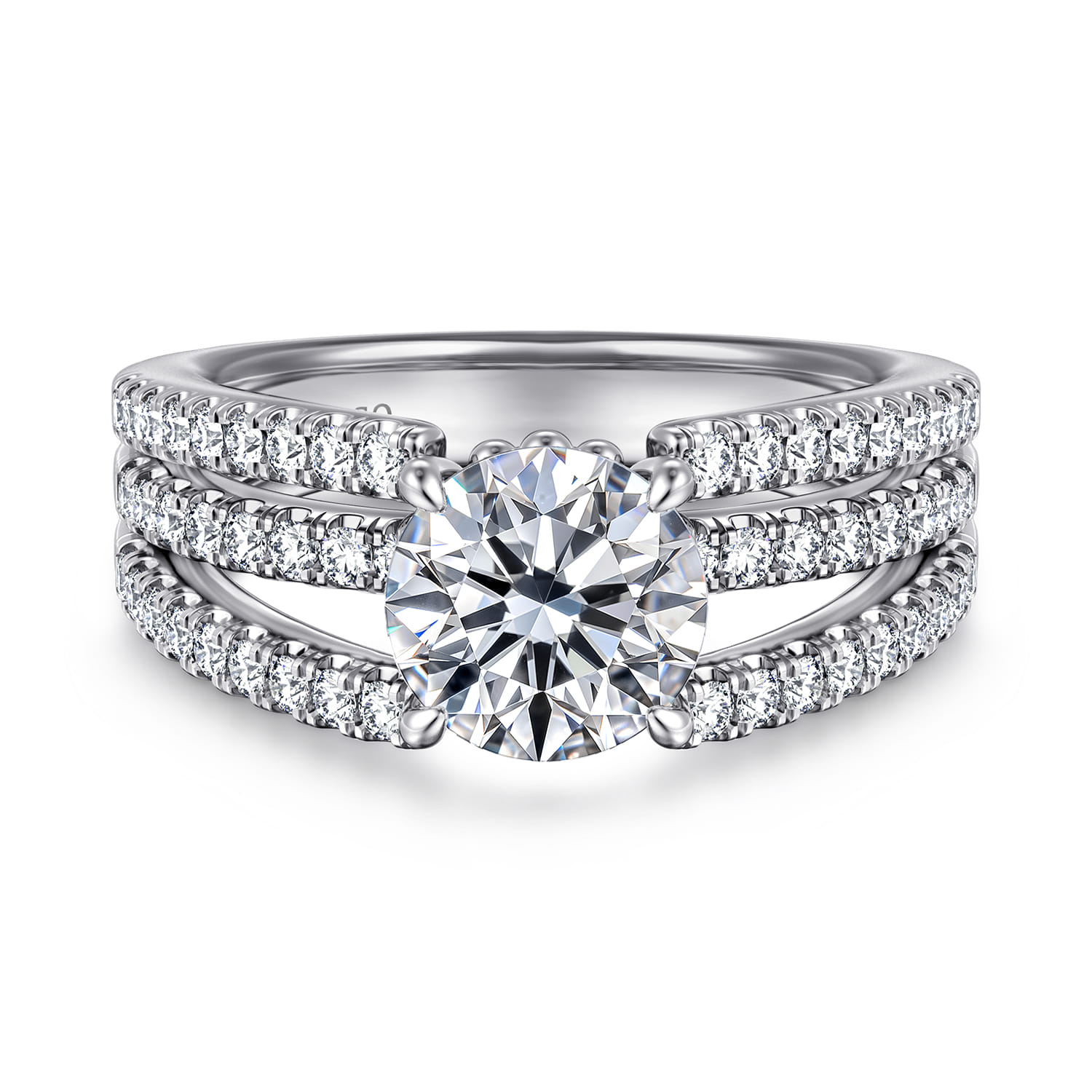 Rivah - 14K White Gold Split Shank Round Diamond Engagement Ring - 0.5 ct - Shot 1