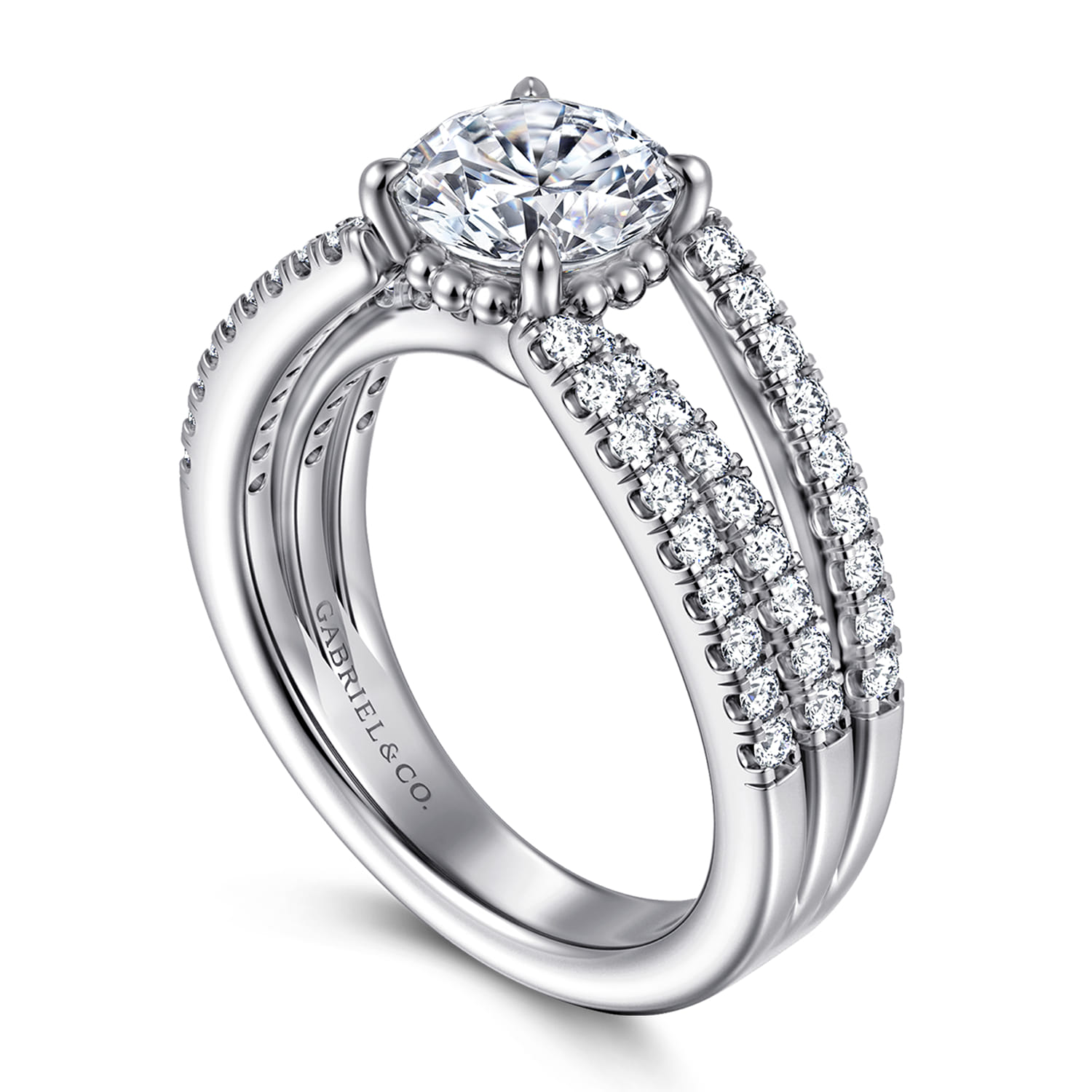 Rivah - 14K White Gold Split Shank Round Diamond Engagement Ring - 0.5 ct - Shot 3