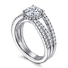 Rivah - 14K White Gold Split Shank Round Diamond Engagement Ring - 0.5 ct