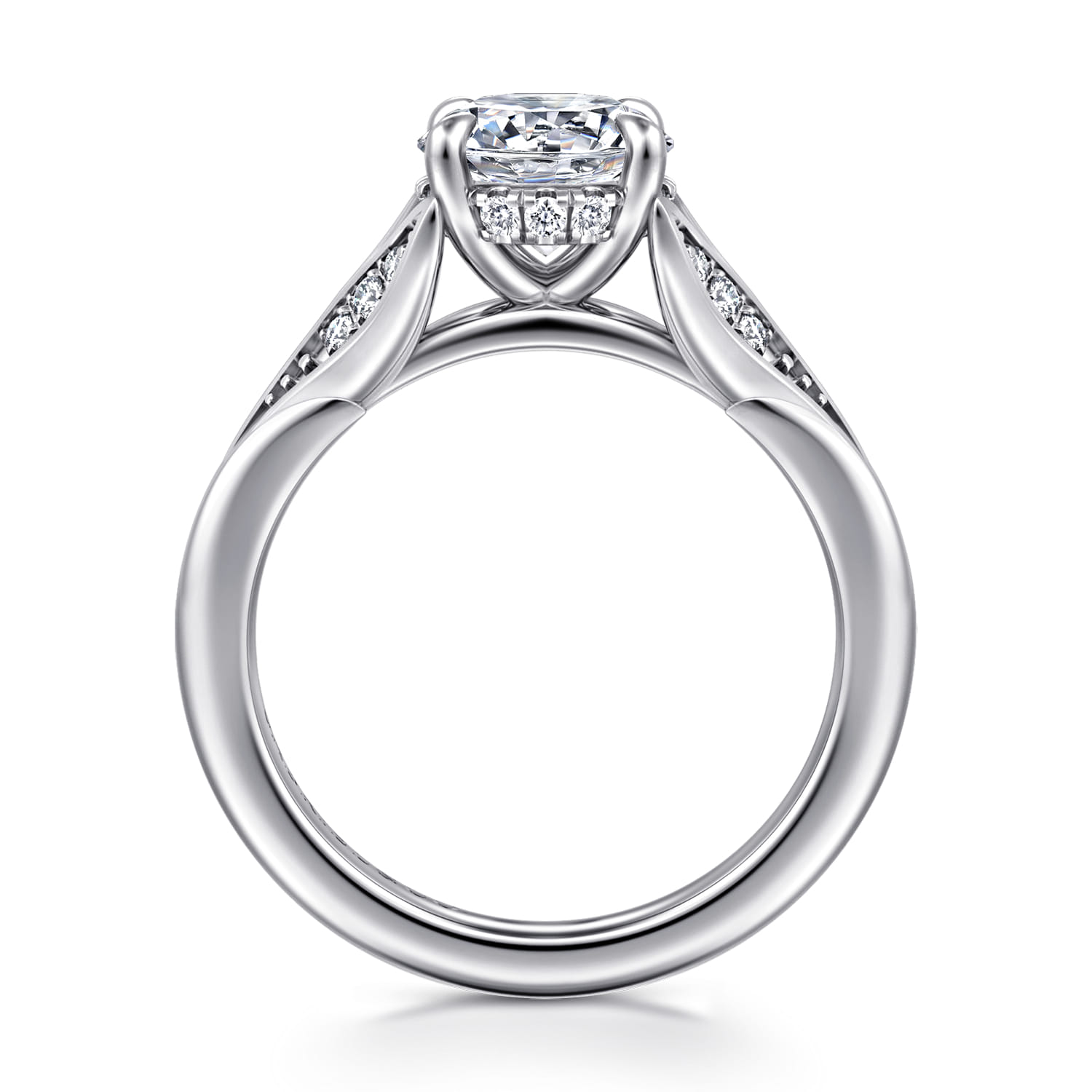 Taye - 14K White Gold Split Shank Round Diamond Engagement Ring - 0.16 ct - Shot 2