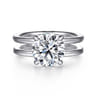 Oksana - 14K White Gold Split Shank Round Diamond Engagement Ring - 0.1 ct