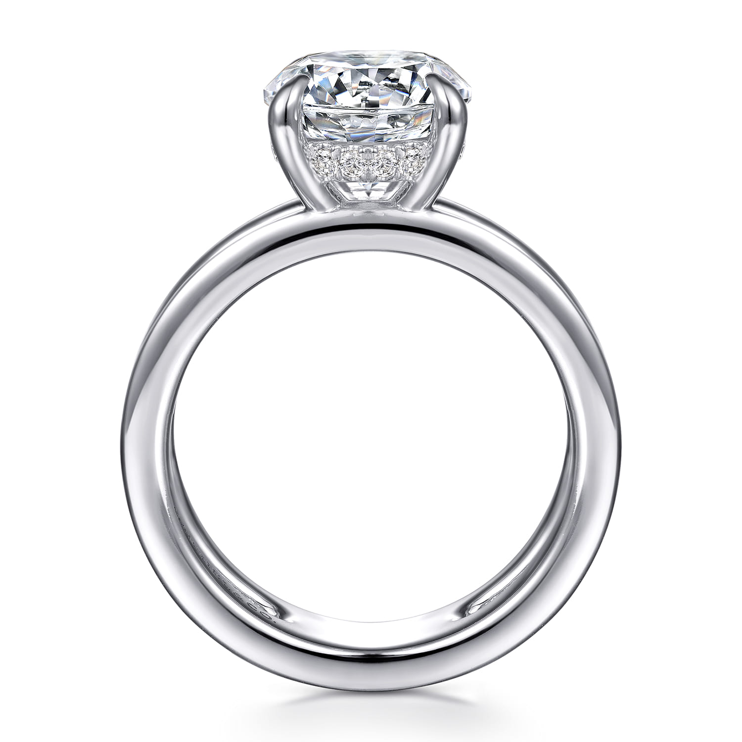 Oksana - 14K White Gold Split Shank Round Diamond Engagement Ring - 0.1 ct - Shot 2