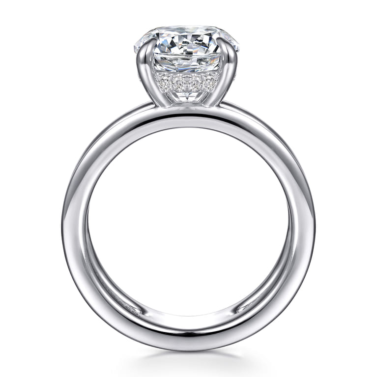 Oksana - 14K White Gold Split Shank Round Diamond Engagement Ring - 0.1 ct - Shot 2
