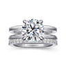 Oksana - 14K White Gold Split Shank Round Diamond Engagement Ring - 0.1 ct