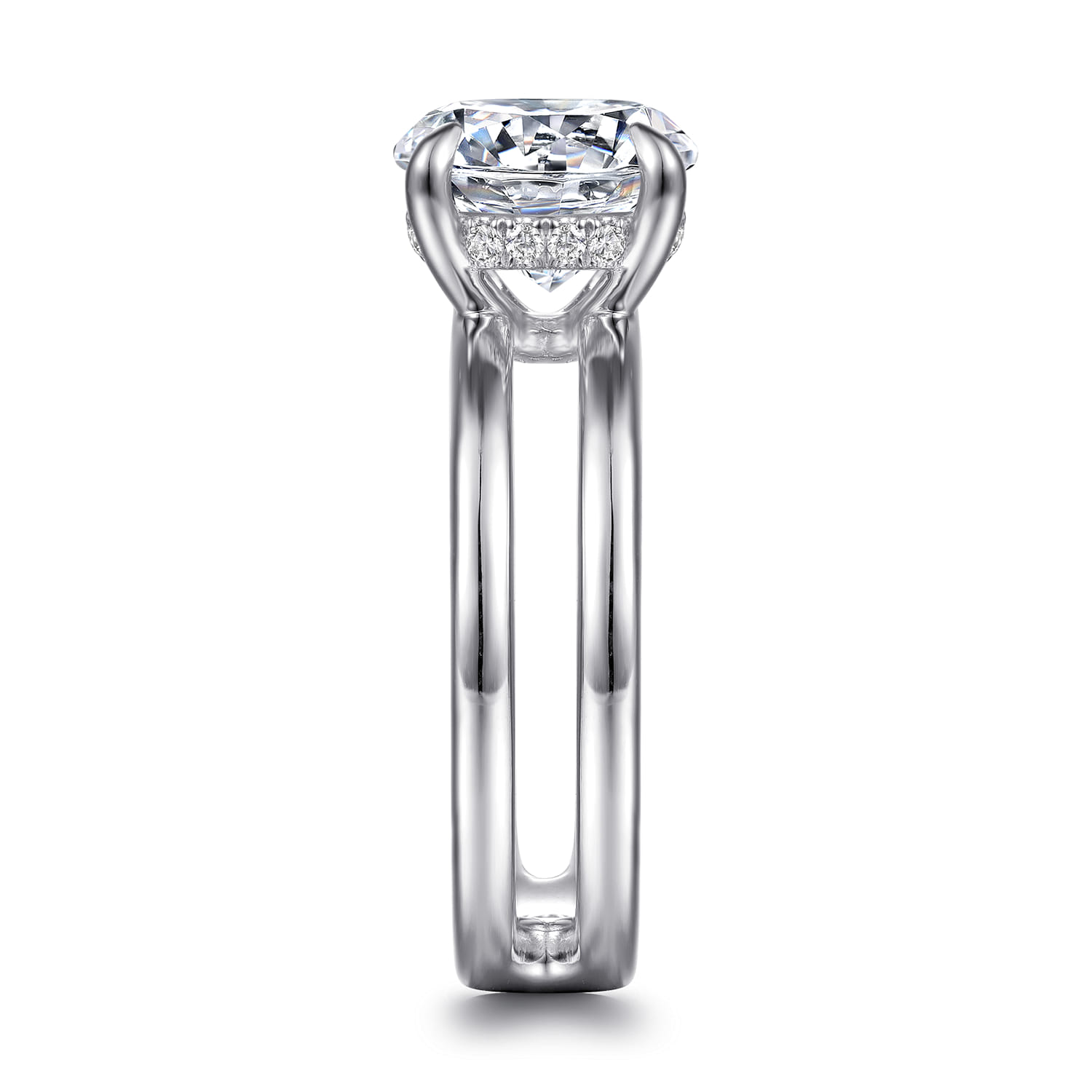 Oksana - 14K White Gold Split Shank Round Diamond Engagement Ring - 0.1 ct - Shot 5