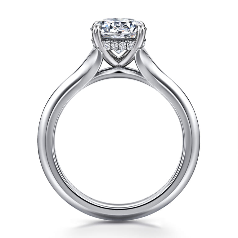 Alden - 14K White Gold Split Shank Round Diamond Engagement Ring - 0.06 ct - Shot 2