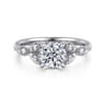 Brigida - Vintage Inspired 14K White Gold Round Diamond Engagement Ring - 0.15 ct