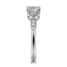 Brigida - Vintage Inspired 14K White Gold Round Diamond Engagement Ring - 0.15 ct