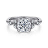 Brigida - Vintage Inspired 14K White Gold Round Diamond Engagement Ring - 0.15 ct