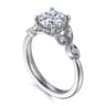 Brigida - Vintage Inspired 14K White Gold Round Diamond Engagement Ring - 0.15 ct