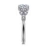 Brigida - Vintage Inspired 14K White Gold Round Diamond Engagement Ring - 0.15 ct