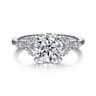 Brigida - Vintage Inspired 14K White Gold Round Diamond Engagement Ring - 0.15 ct