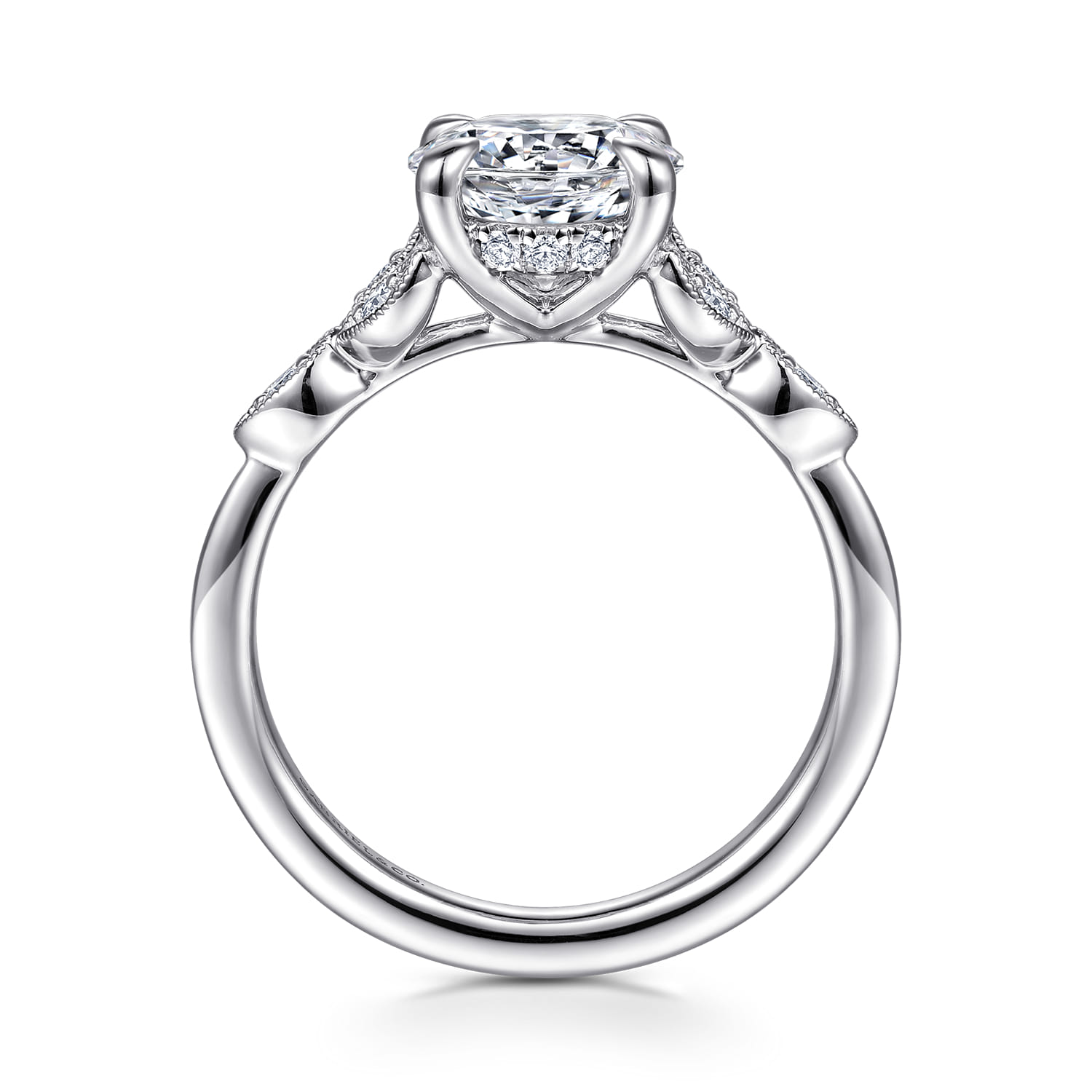 Brigida - Vintage Inspired 14K White Gold Round Diamond Engagement Ring - 0.15 ct - Shot 2