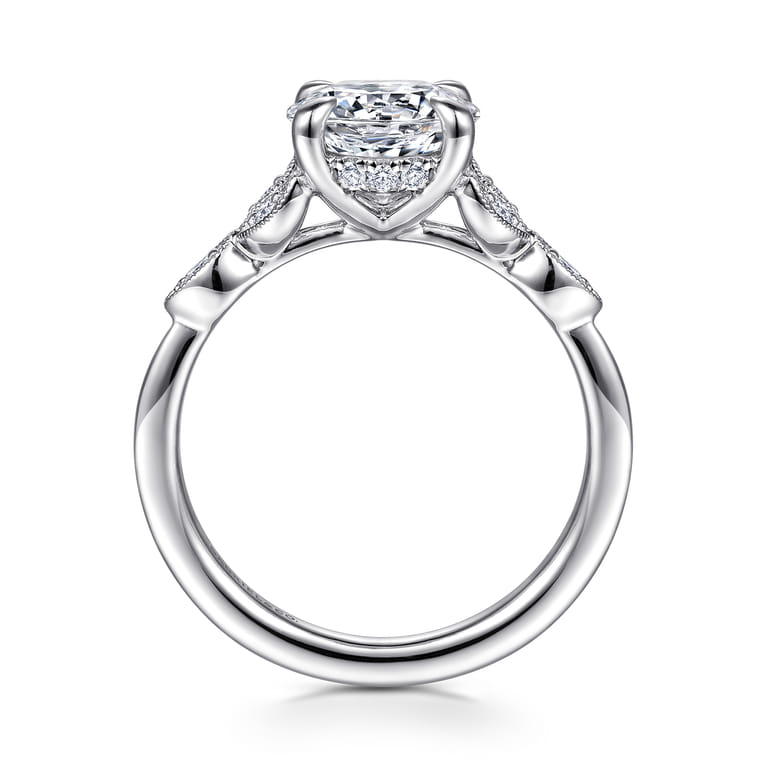 Brigida - Vintage Inspired 14K White Gold Round Diamond Engagement Ring - 0.15 ct - Shot 2