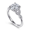 Brigida - Vintage Inspired 14K White Gold Round Diamond Engagement Ring - 0.15 ct