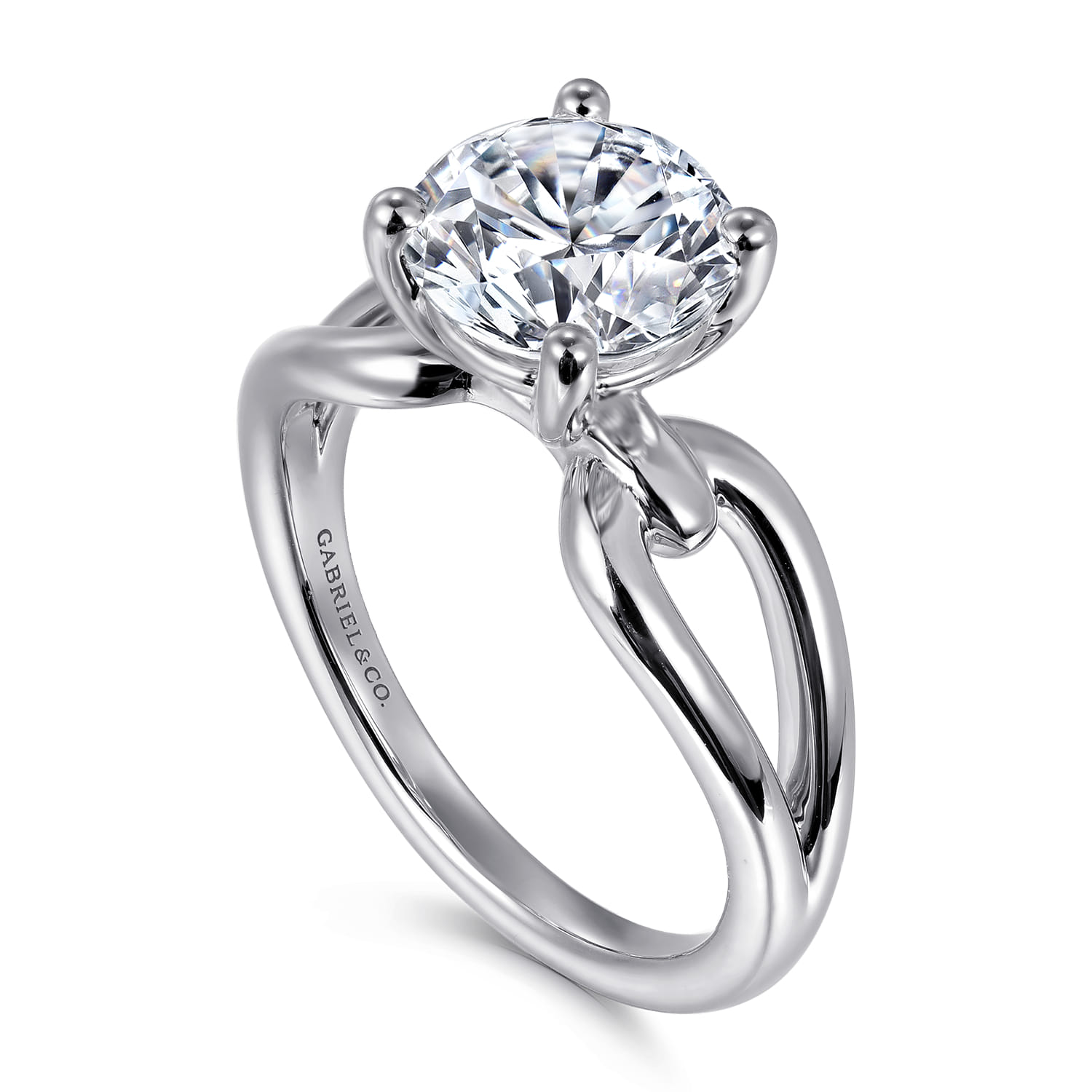 Elie - 14K White Gold Round Split Shank Diamond Engagement Ring - Shot 3