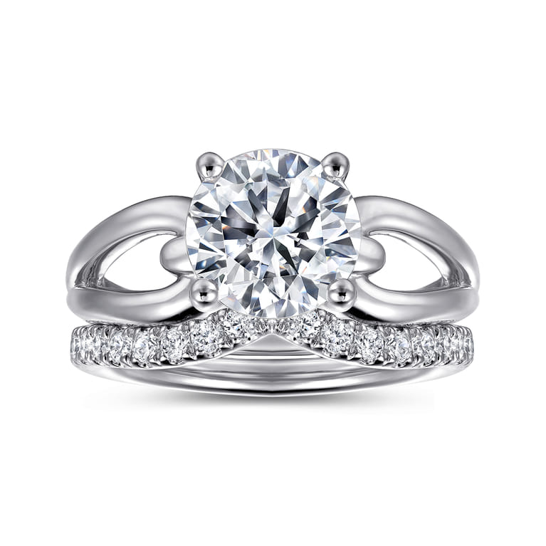 Elie - 14K White Gold Round Split Shank Diamond Engagement Ring - Shot 4